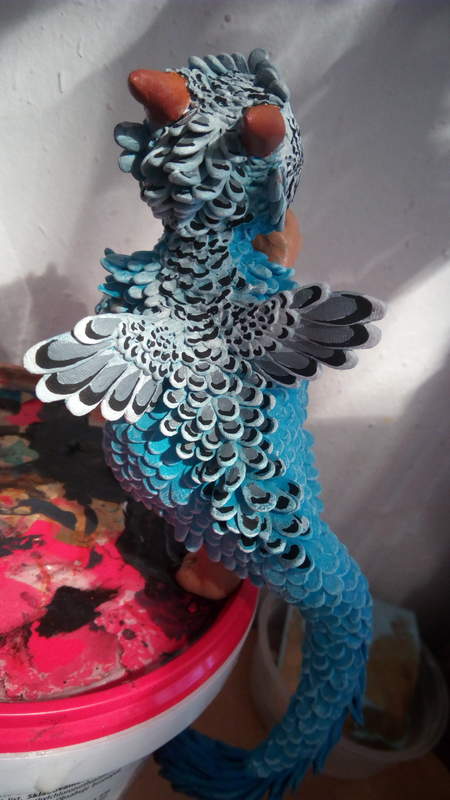  companion sculpture balanced art dragon bird inspiration for the coloring was a Parakeet by the suggestion of @akulatraxas