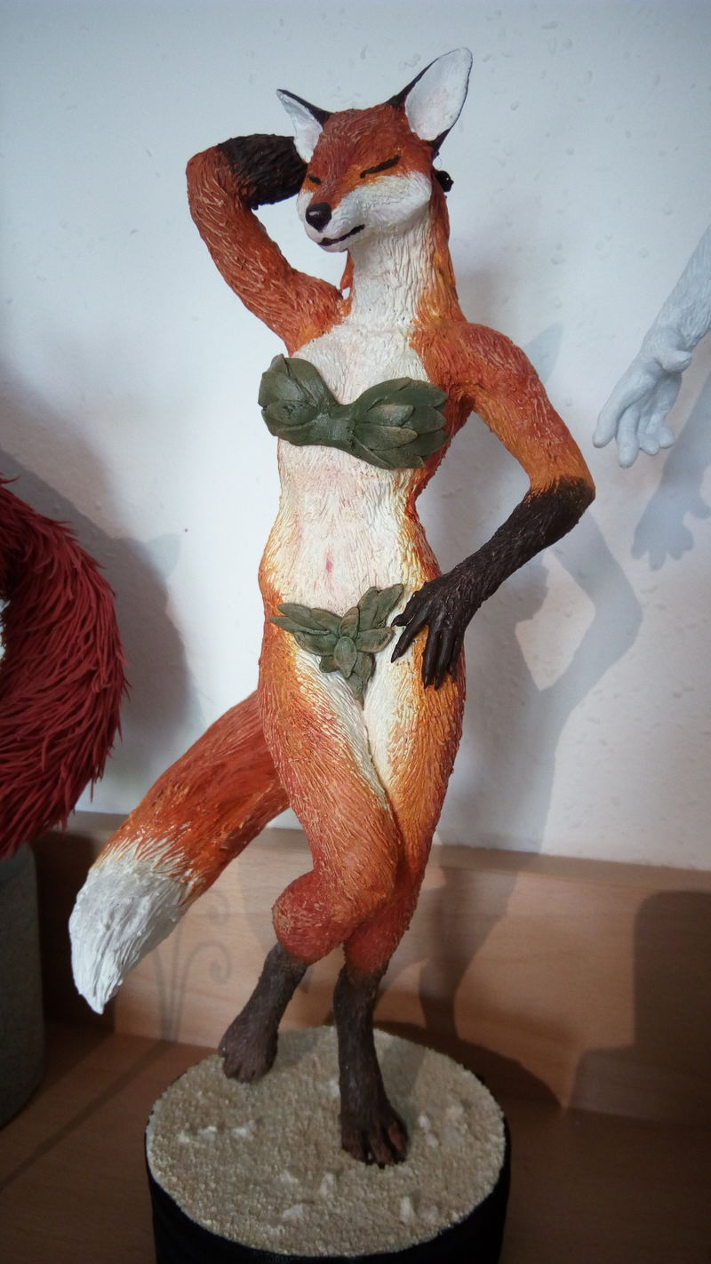  sculpture erotic fox art clay handmade EF24 Eurofurence Fox lady has a few extra dresses to chose from