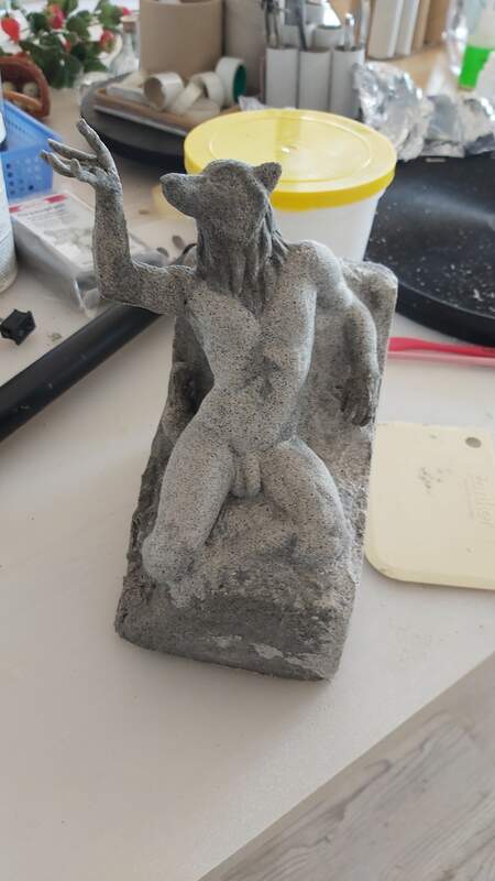  art sculpture furry wolf art nsfw I don't have entire process pics of this one as the base was years old.Decided to finish it.Idea was: stone chiselled figure in the old Greek art style :)