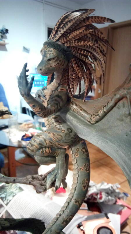  sculpture dragon dragoness female warrior tribal ef26 anthropomorphic now he is all coming together