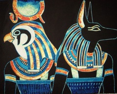 Egyptian gods painting  commission artwork scratchboard egypt anubis amon horus eurofurence 23
