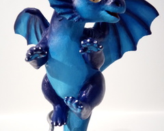 sculpture commission dragon blue baby hatchling balanced companion  furry 