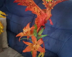 Mini flower dragon orange dragon companion sculpture balance ef25 eurofurence furry art flower