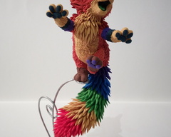 sculpture commission artwork fox furry balanced companion  