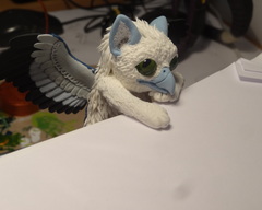 sculpture commission artwork balanced companion  gryphon griffin mythology mini  