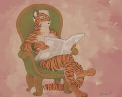 Reading Newspaper Meme drawing commission artwork tiger 